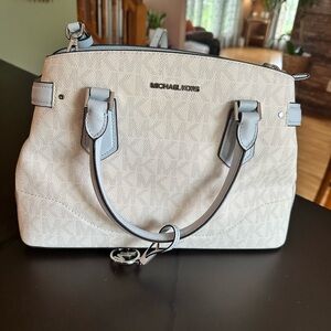 Michael Kors Cream and Gray Satchel with Silver Hardware